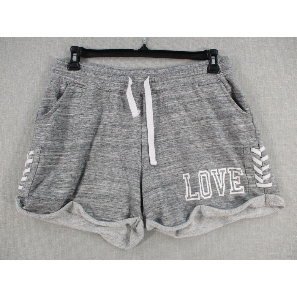 Reflex‎ Life Is Out There Gray Love Lace Up Sweat Shorts 3XL H321B Womens Lounge